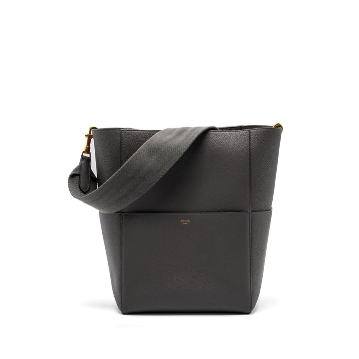 Top Quality Celine Sangle Bucket Grained Calfskin Grey