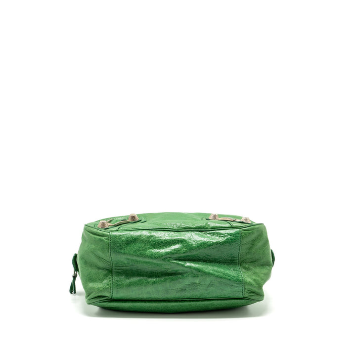 Top Quality Balenciaga zip handle bag green leather SHW