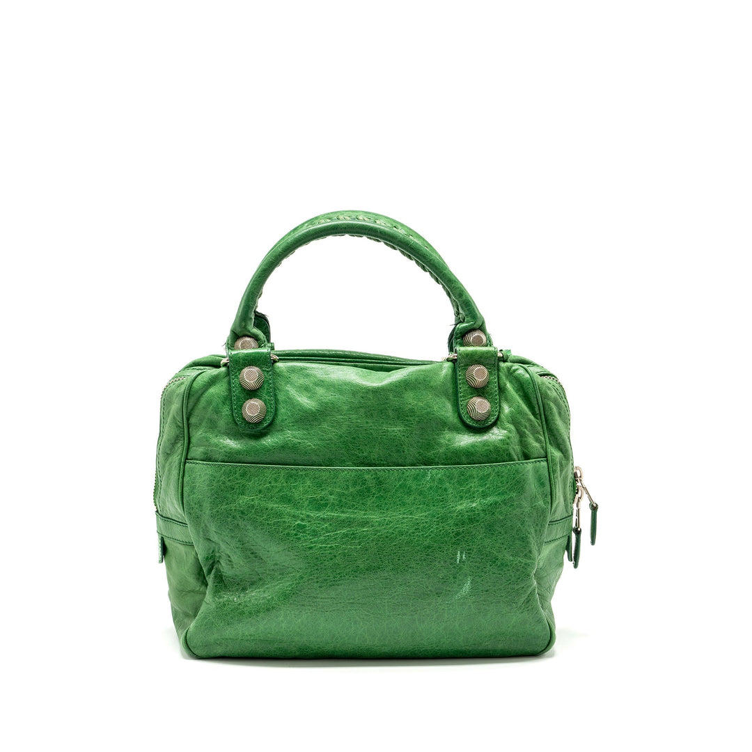 Top Quality Balenciaga zip handle bag green leather SHW