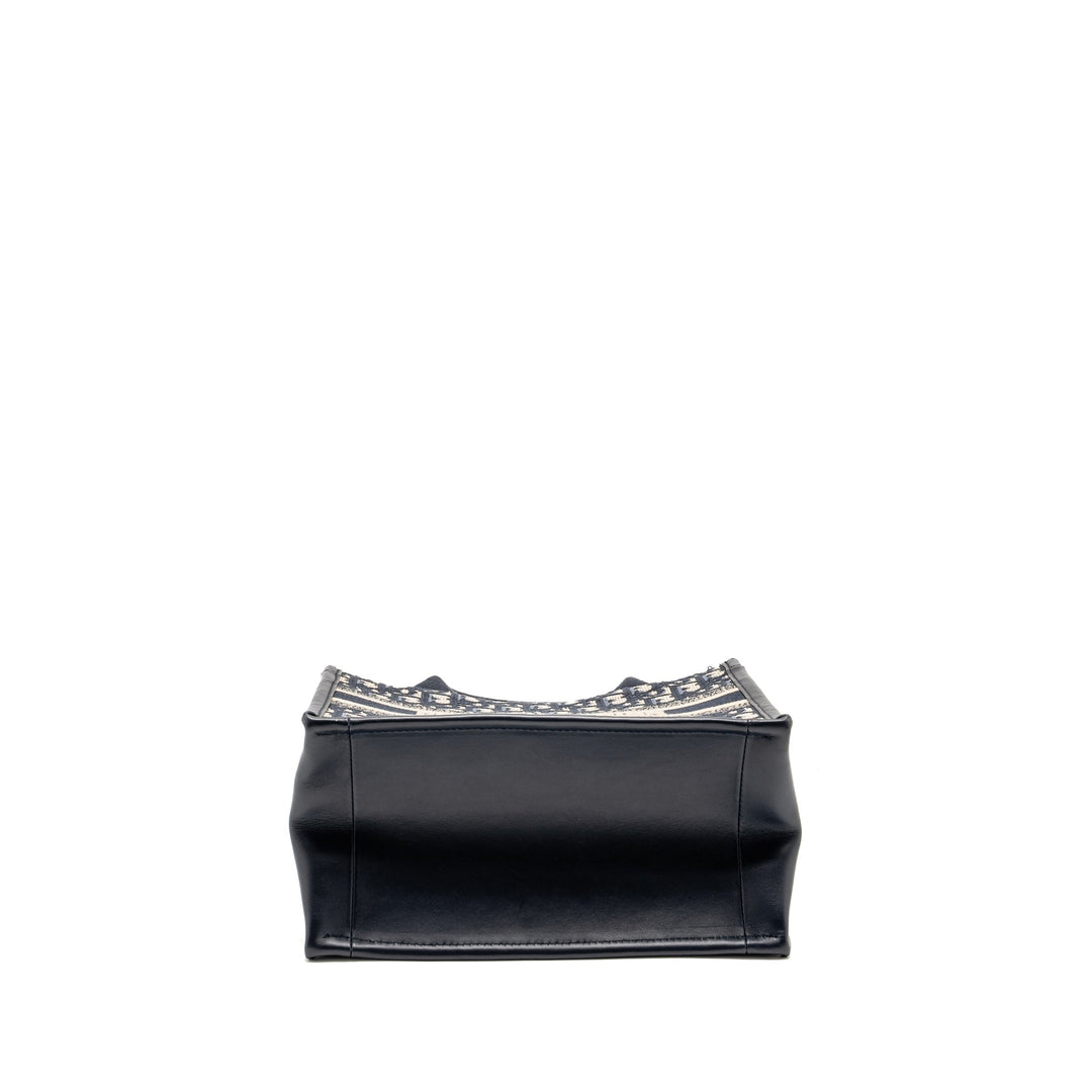 Top quality Dior Small Book Tote Blue Oblique Embroidery/Calfskin