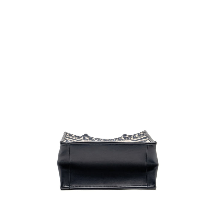 Top quality Dior Small Book Tote Blue Oblique Embroidery/Calfskin
