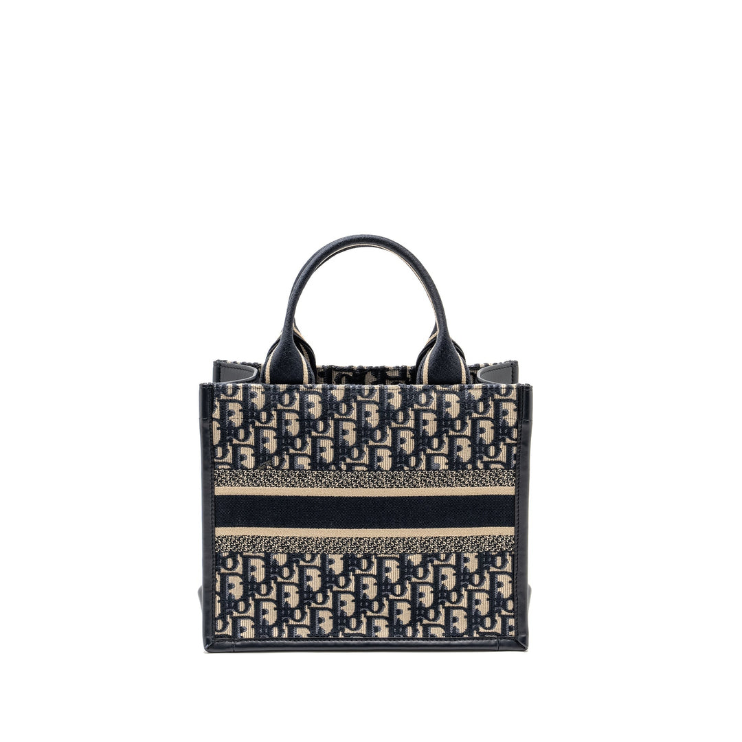 Top quality Dior Small Book Tote Blue Oblique Embroidery/Calfskin