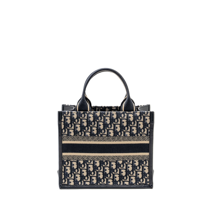 Top quality Dior Small Book Tote Blue Oblique Embroidery/Calfskin