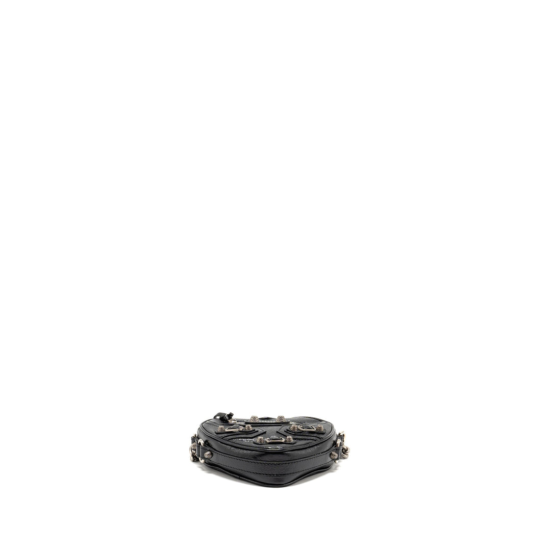 Top Quality Balenciaga Le Cagole Heart Mini Bag Lambskin Black SHW