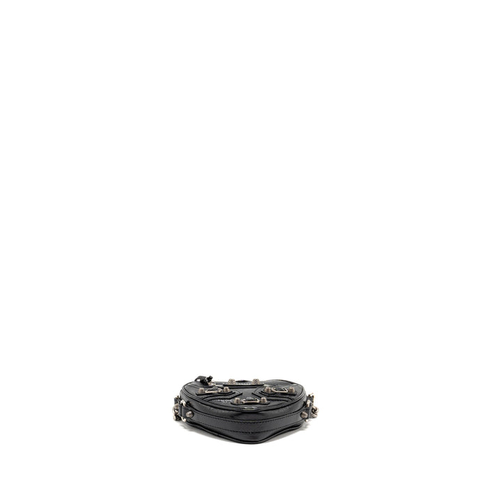 Top Quality Balenciaga Le Cagole Heart Mini Bag Lambskin Black SHW