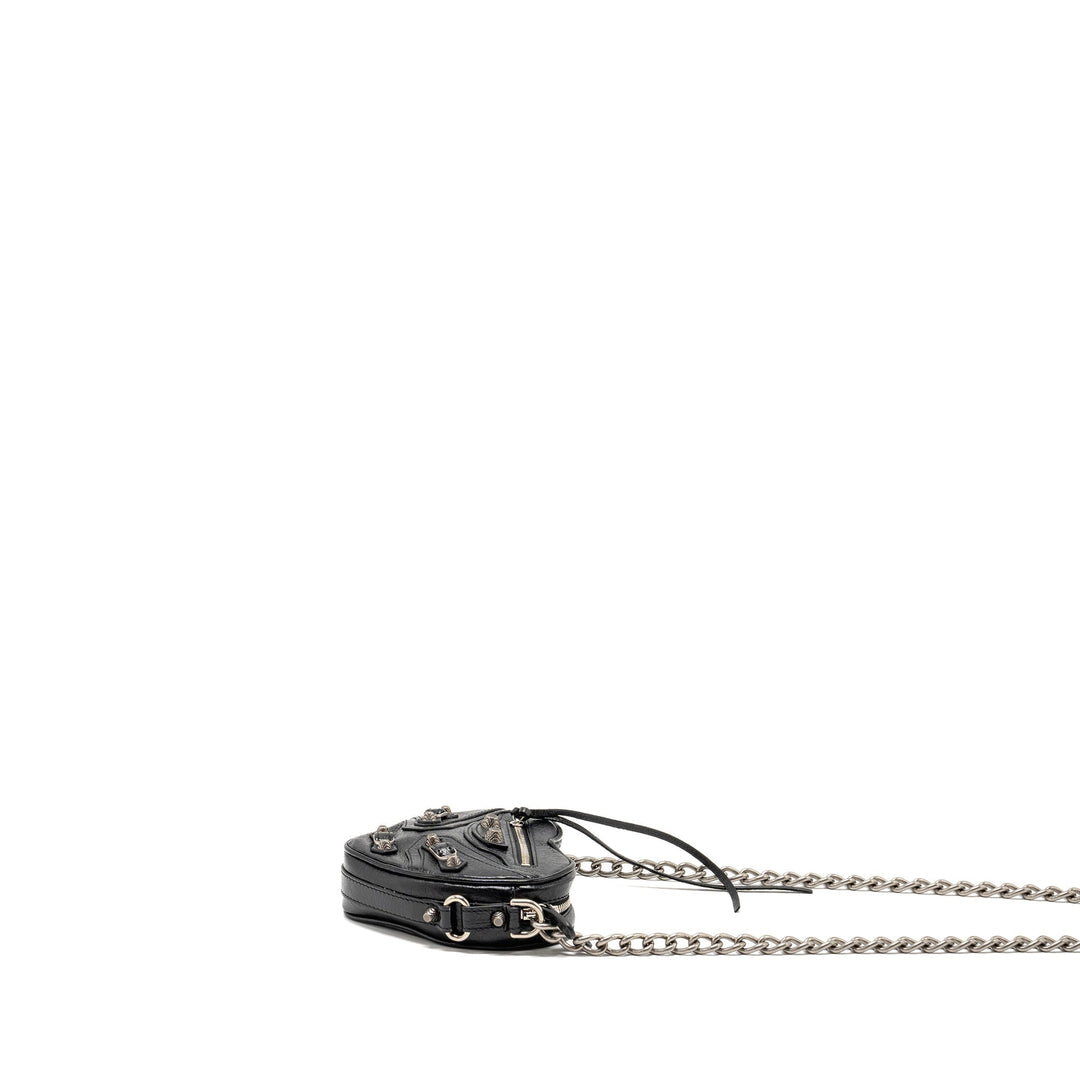 Top Quality Balenciaga Le Cagole Heart Mini Bag Lambskin Black SHW