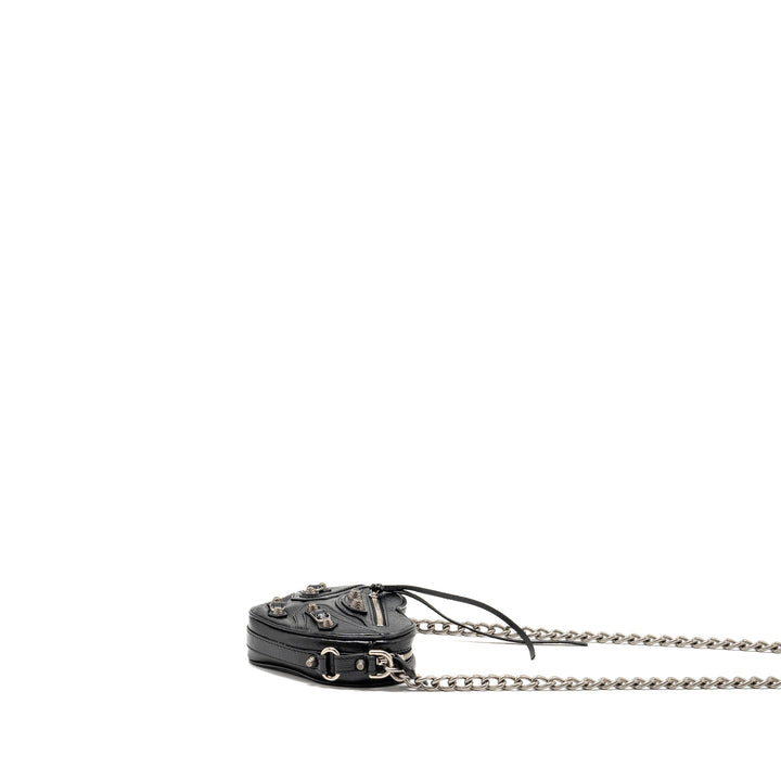Top Quality Balenciaga Le Cagole Heart Mini Bag Lambskin Black SHW