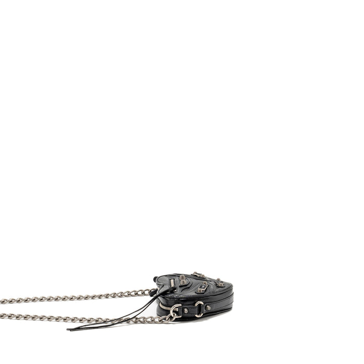 Top Quality Balenciaga Le Cagole Heart Mini Bag Lambskin Black SHW