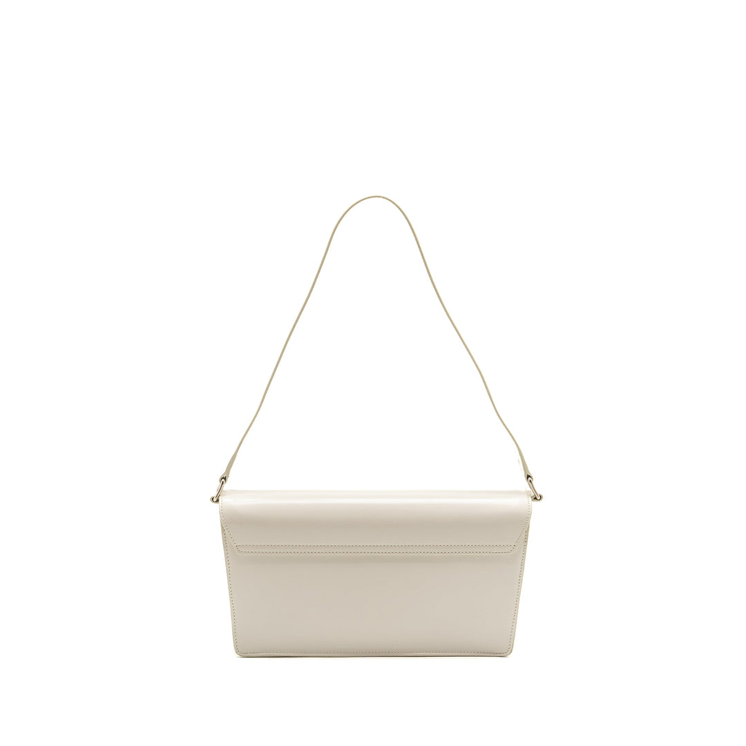 Celine Trapeze Triomphe Shoulder Bag Shiny Calfskin White