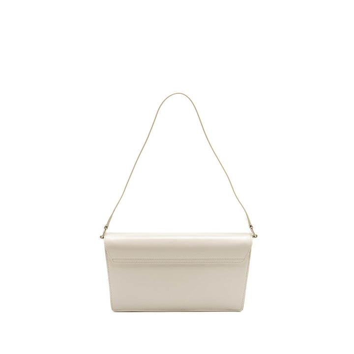 Celine Trapeze Triomphe Shoulder Bag Shiny Calfskin White