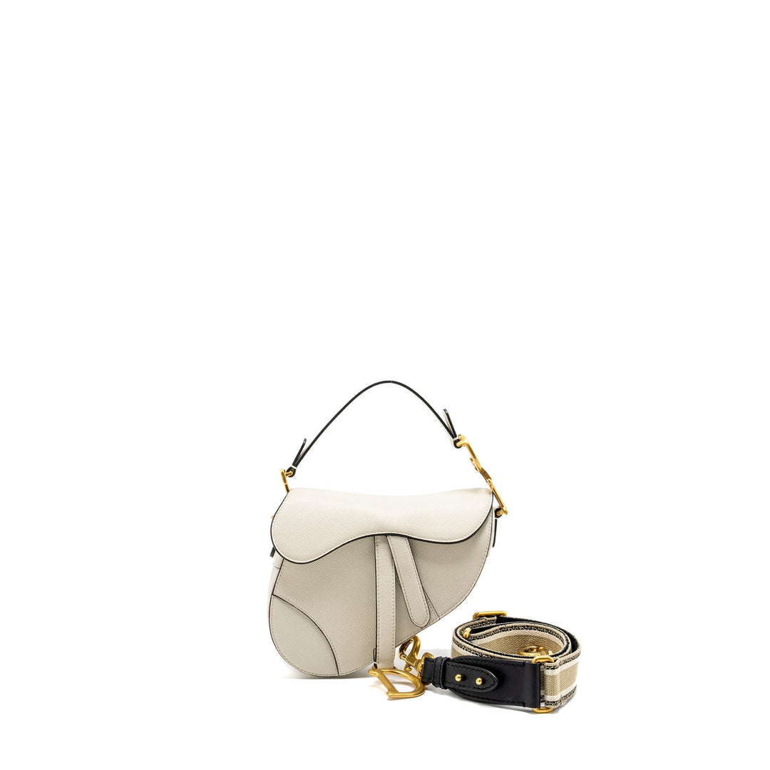 Top quality Dior Mini Saddle Bag Calfskin White