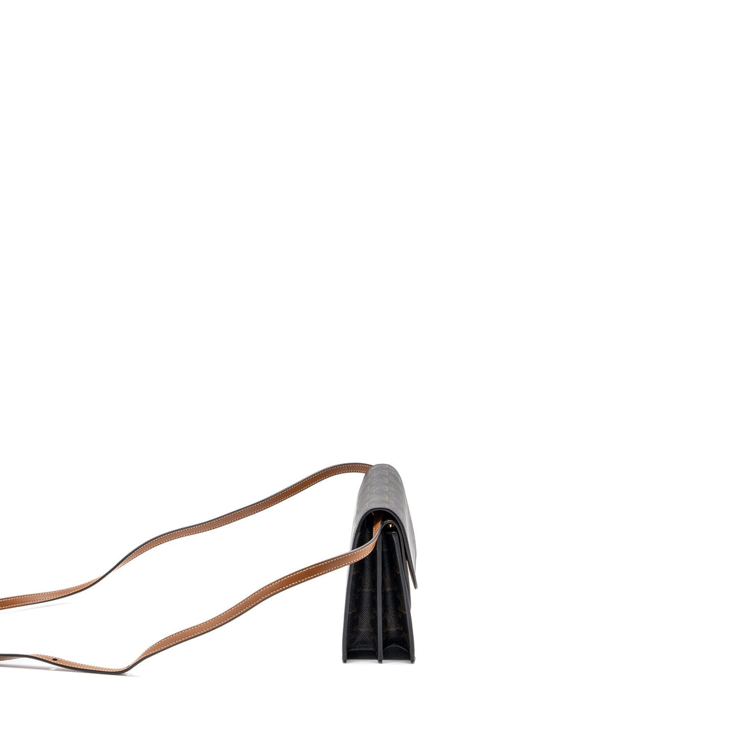 Top Quality Celine wallet on strap triomphe canvas / smooth lambskin tan with