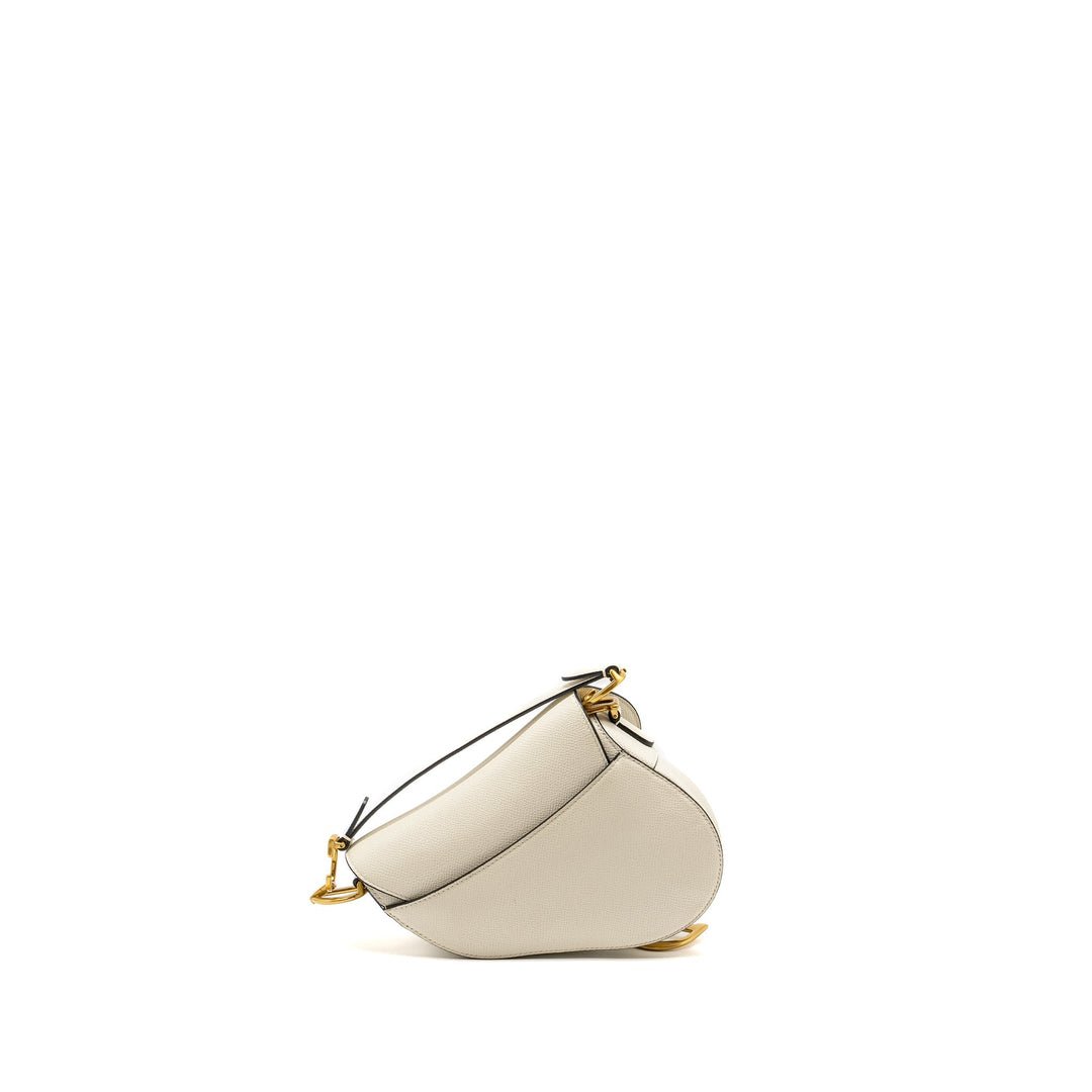 Top quality Dior Mini Saddle Bag Calfskin White