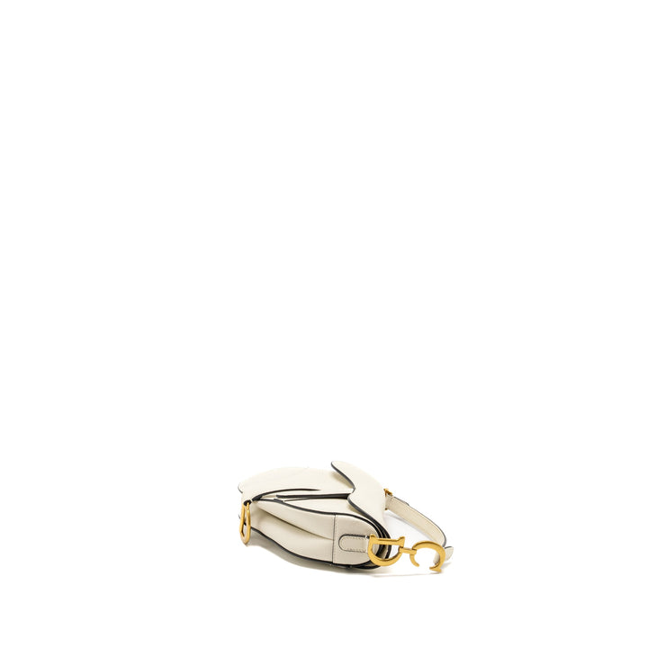 Top quality Dior Mini Saddle Bag Calfskin White