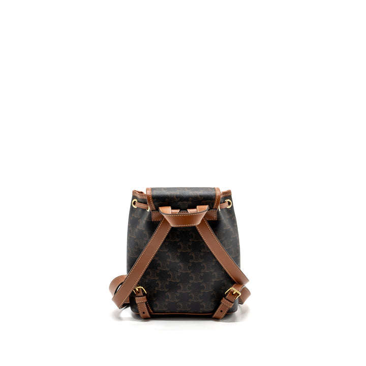 Top Quality Celine Mini Backpack Folco Triomphe Canvas Calfskin TAN