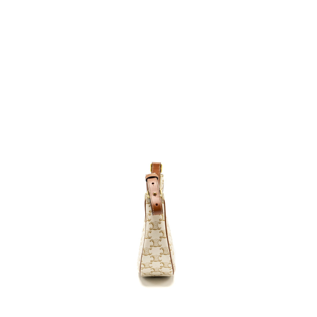 Celine AVA Bag Triomphe Canvas/ Calfskin White / Brown