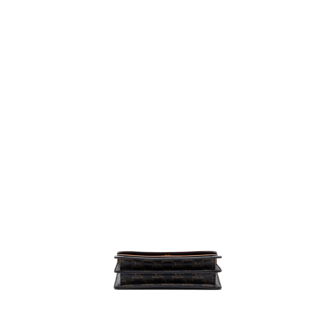 Top Quality Celine wallet on strap triomphe canvas / smooth lambskin tan with