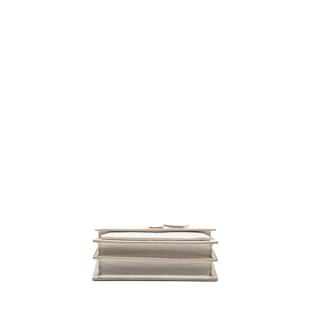 Saint Laurent/YSL Sunset Bag Crocodile embossed White SHW