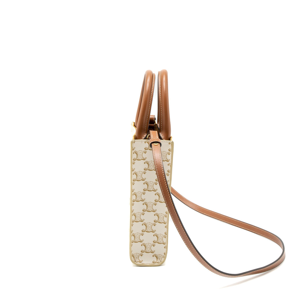 Celine Mini Vertical Caban Triomphe Canvas/Calfskin