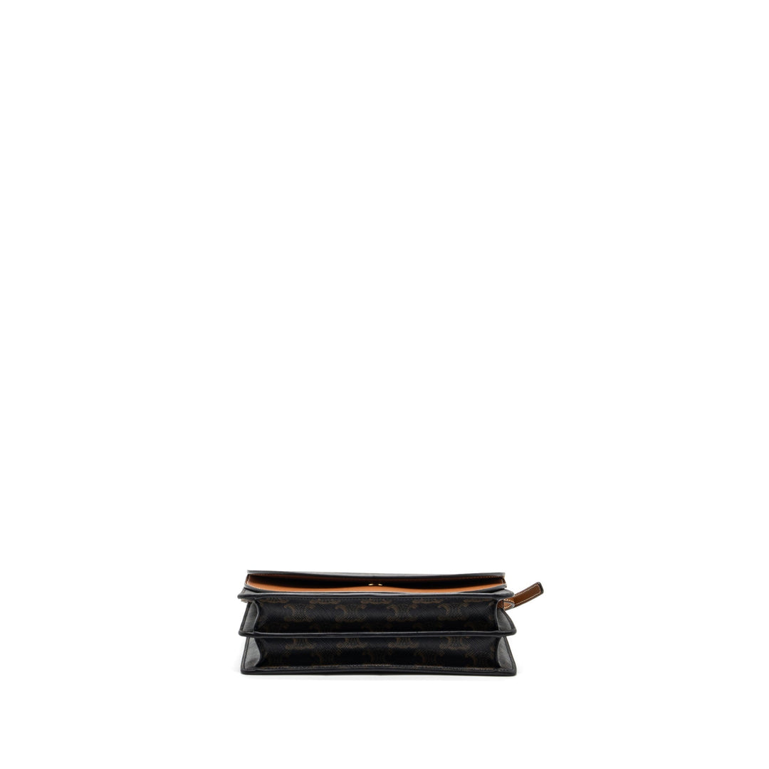 Top Quality Celine wallet on strap triomphe canvas / leather tan