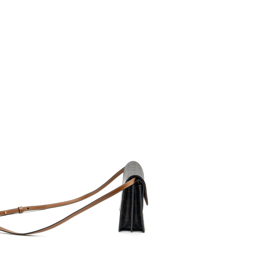 Top Quality Celine wallet on strap triomphe canvas / leather tan