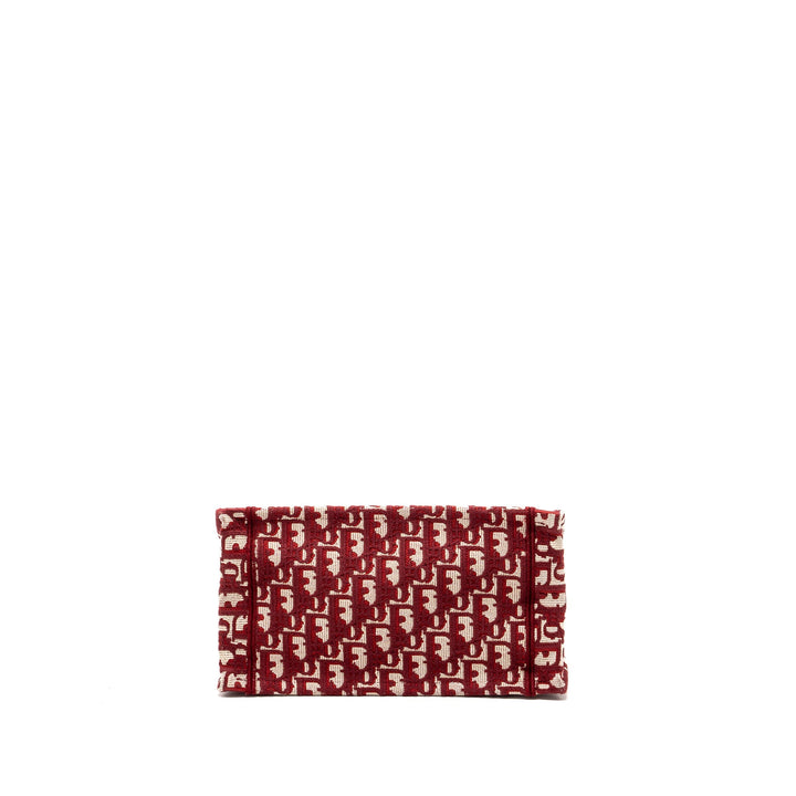 Top quality Dior small book tote oblique embroidery canvas red