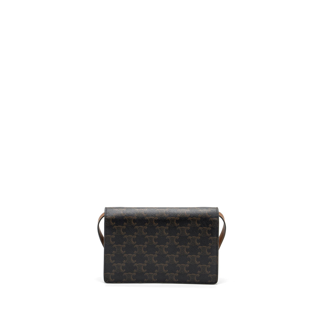Top Quality Celine wallet on strap triomphe canvas / leather tan