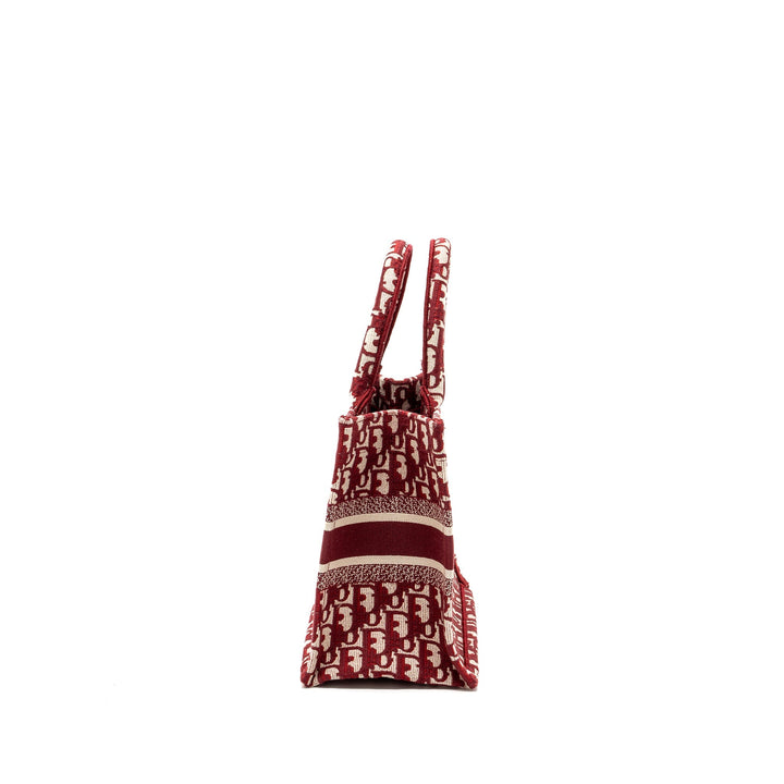 Top quality Dior small book tote oblique embroidery canvas red