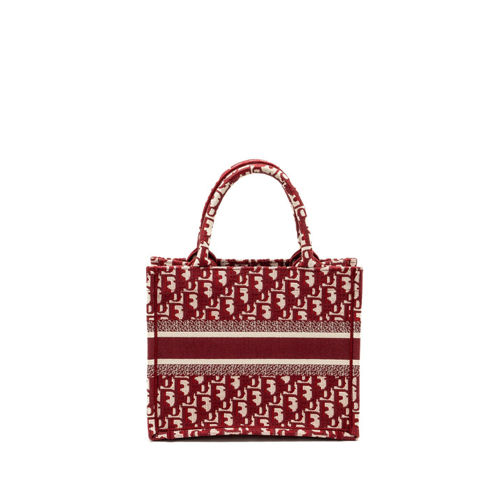Top quality Dior small book tote oblique embroidery canvas red