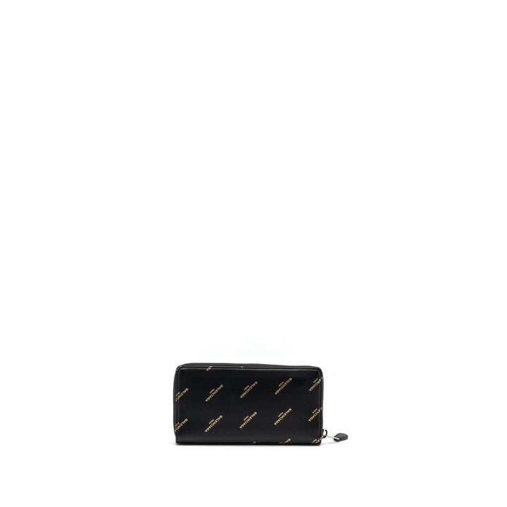 Top Quality Balenciaga Logo Long Zip Wallet Calfskin Black SHW