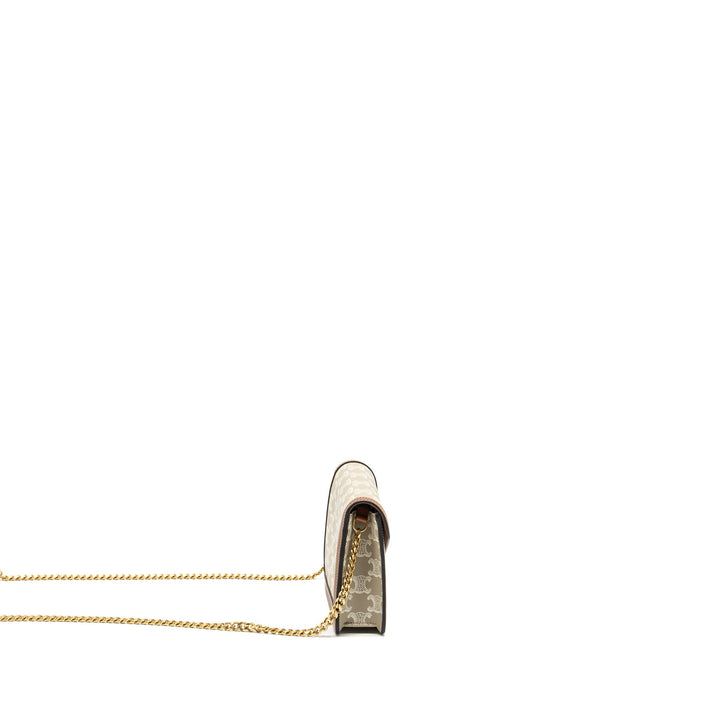 Celine MARGO wallet on chain Triomphe canvas / calfskin Grege