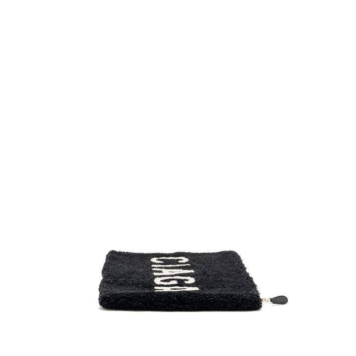 Top Quality Balenciaga zip pouch clutch shearling black/ white SHW