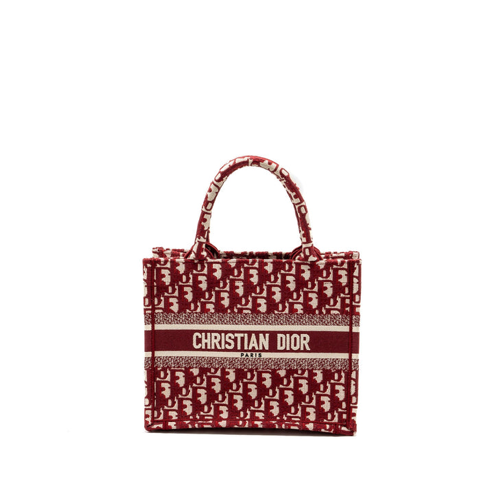 Top quality Dior small book tote oblique embroidery canvas red