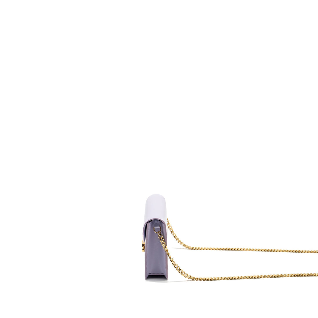 Top Quality Celine Triomphe Wallet on Chain Margo Shiny Calfskin Light Lavender