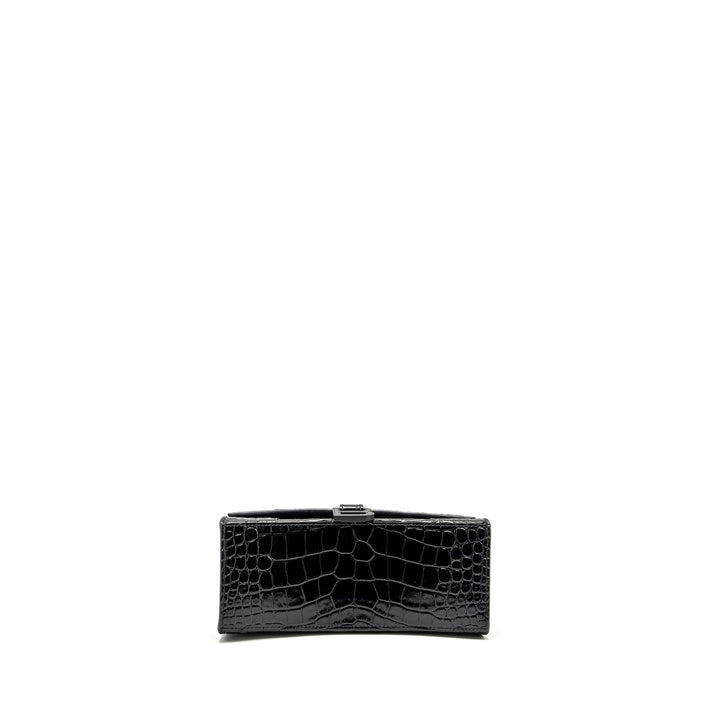 Top Quality Balenciaga Hourglass S Croc-Embossed Calfskin So Black