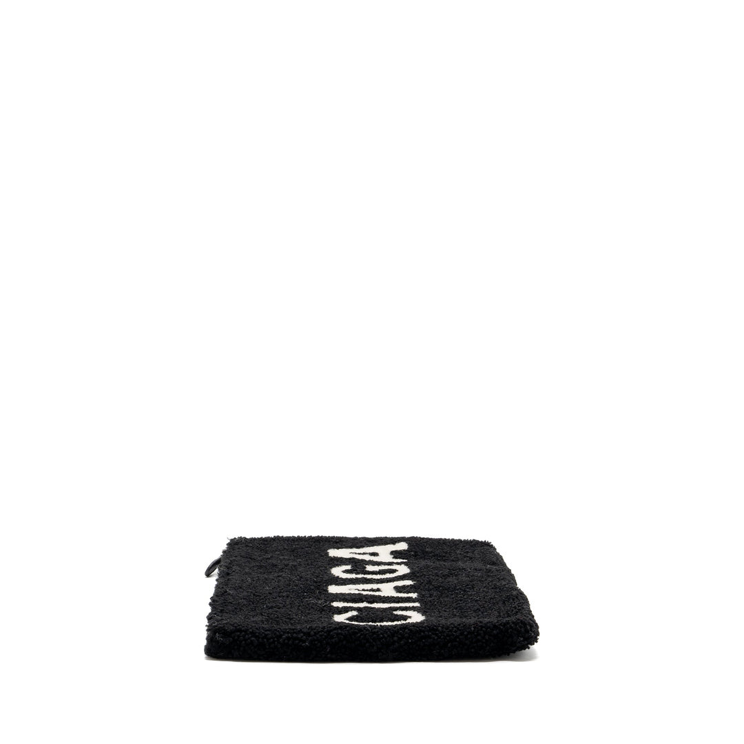 Top Quality Balenciaga zip pouch clutch shearling black/ white SHW