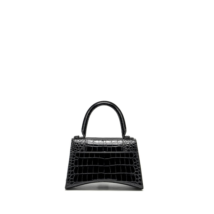 Top Quality Balenciaga Hourglass S Croc-Embossed Calfskin So Black