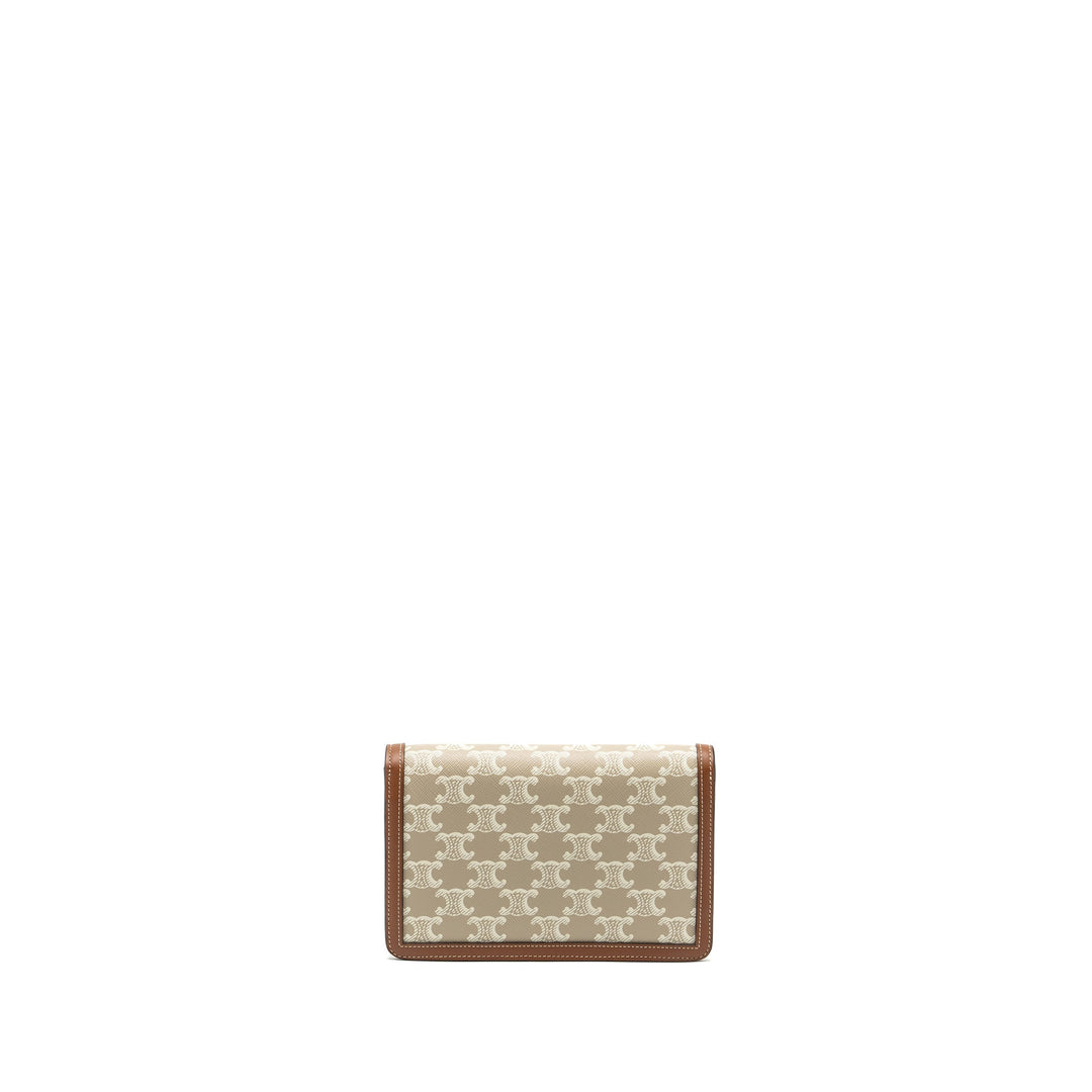 Celine MARGO wallet on chain Triomphe canvas / calfskin Grege