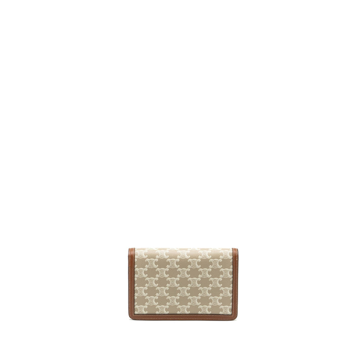 Celine MARGO wallet on chain Triomphe canvas / calfskin Grege
