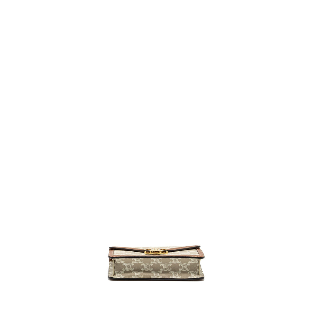Top Quality Celine MARGO wallet on chain Triomphe canvas / calfskin Grege