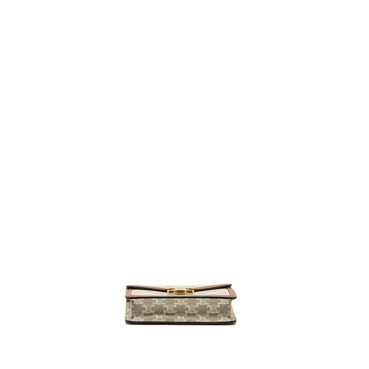 Top Quality Celine MARGO wallet on chain Triomphe canvas / calfskin Grege