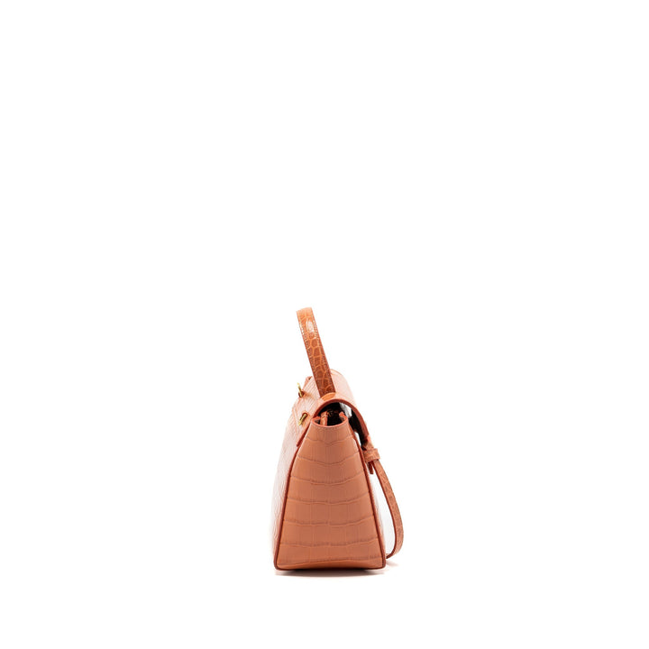 Top Quality Celine Nano Belt Bag Croc embossed calfskin Lychee pink
