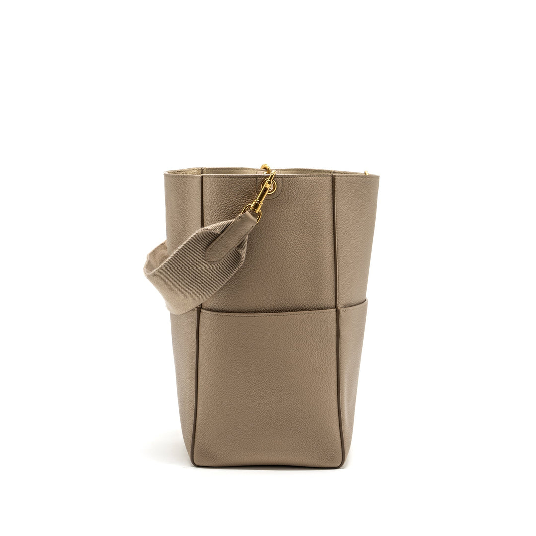 Celine Sangle Bucket Bag Calfskin Light Grey