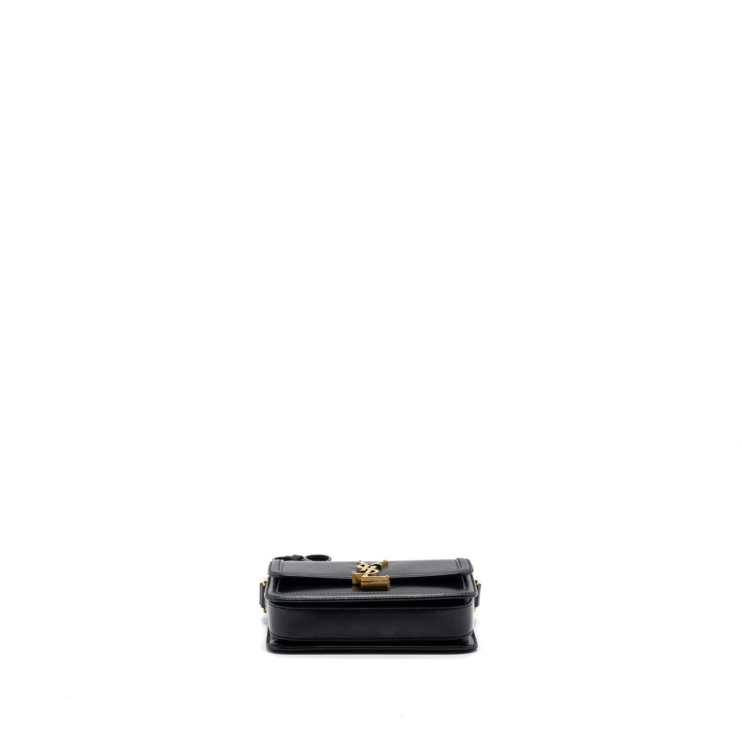 Saint Laurent Small Solferino Satchel Crossbody Bag Box Calfskin Black GHW