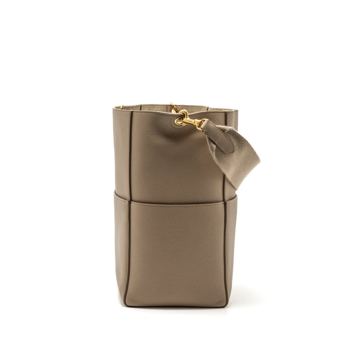 Celine Sangle Bucket Bag Calfskin Light Grey