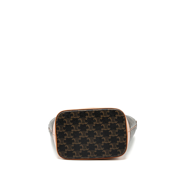 Celine Small Bucket Bag Triomphe Canvas/Calfskin Tan