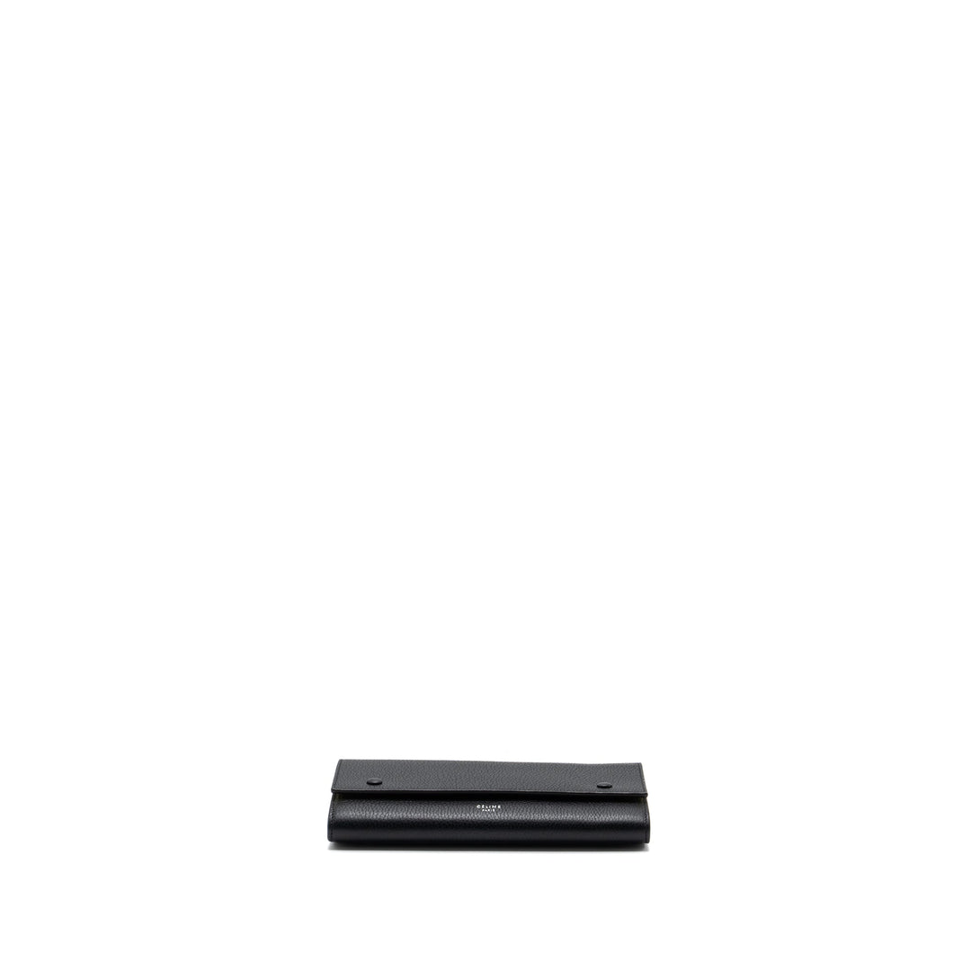 Celine Long Wallet Grained Calfskin Black