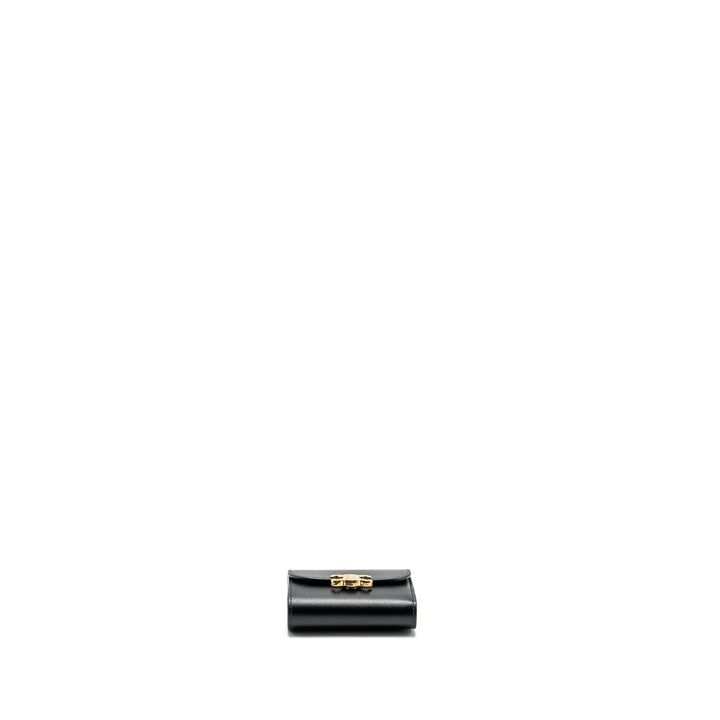 Top Quality Celine Small Triomphe Flap Wallet Shiny Calfskin Black