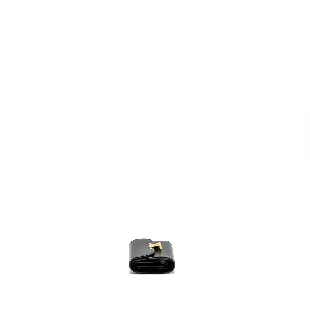 Top Quality Celine Small Triomphe Flap Wallet Shiny Calfskin Black