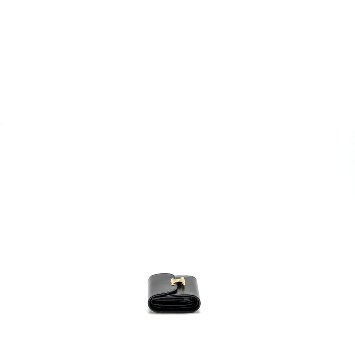 Top Quality Celine Small Triomphe Flap Wallet Shiny Calfskin Black